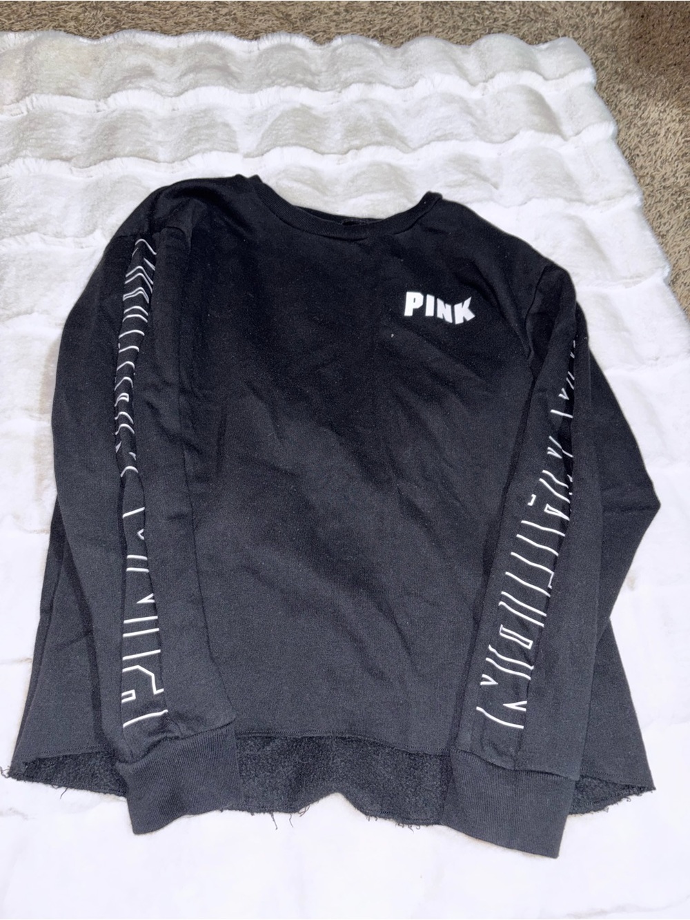 PINK Victoria's Secret Black Crewneck Sweatshirt with White Logo